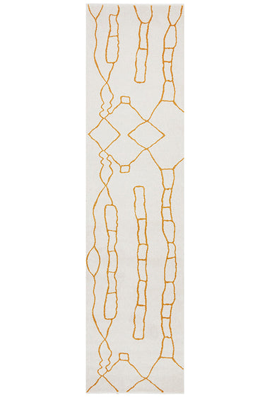 Amy White & Gold Paradise Hallway Runner Rug